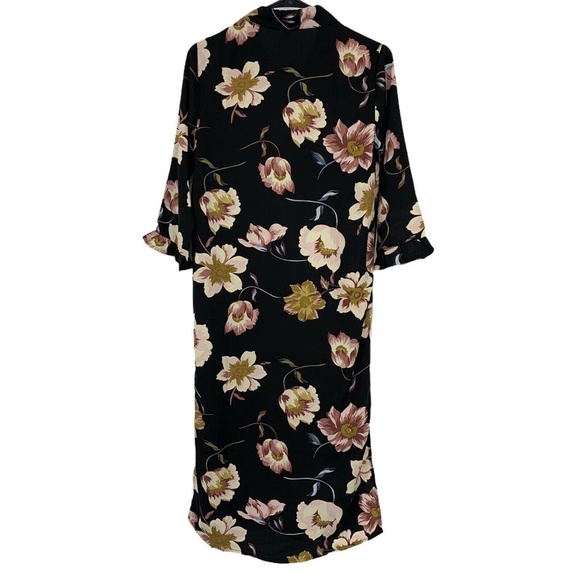 Lulus Mary Anne Shirt Dress Womens XS Black Floral Print Button Up Midi - Picture 9 of 10